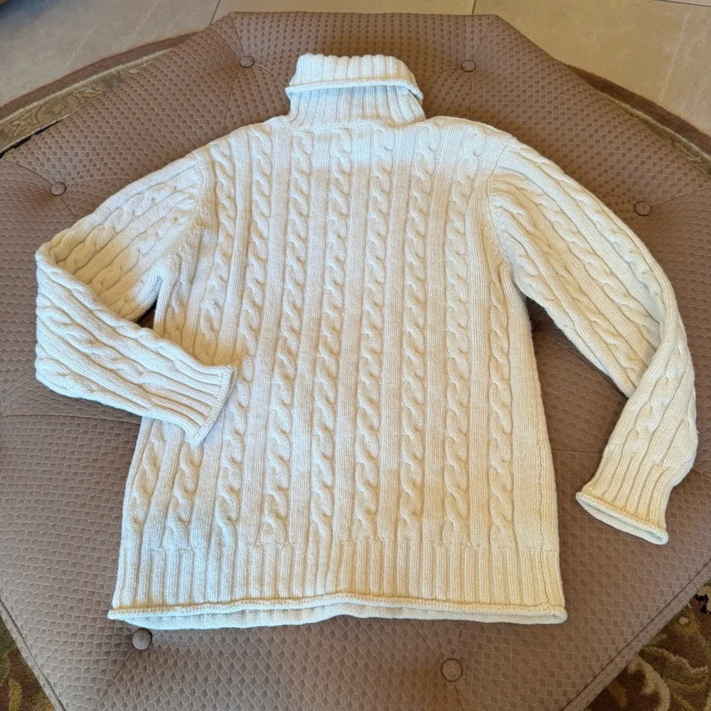 🦋Fisherman Out of Ireland Pure Wool Cashmere Blend Cable Knit Turtleneck🦋 - Picture 4 of 12